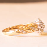 Vintage-Diamant-Blumenring aus 9-karätigem Gelb- und Weißgold (ca. 0.20 ctw), 70er Jahre