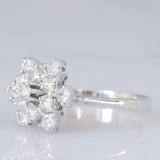 Anello a fiocco di neve vintage in oro bianco 14K con diamanti di taglio brillante (0.71ctw ca.), anni ‘60/‘70