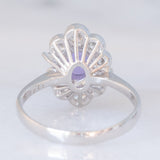 Anello a margherita in platino con giada lavanda (1.55ct) e diamanti (0.81ctw), anni ‘90