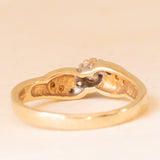 Anello vintage in oro giallo 9K con diamanti (0.15ctw ca.), anni ‘80