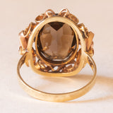 Vintage-Cocktailring aus 14-karätigem Gelbgold mit Rauchquarz (ca. 4.70 Karat), 60er Jahre