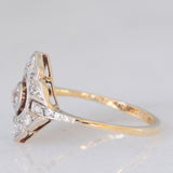 Anello Art Déco in oro giallo e bianco 14K con diamanti di taglio vecchia miniera e di taglio rosetta (0.30ctw ca.), anni ‘30