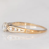 Solitario vintage in oro giallo 9K con diamanti (0.20ctw ca.)