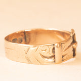 Anello antico vittoriano a forma di cintura con fibbia in oro giallo 9K, anno 1891-1892