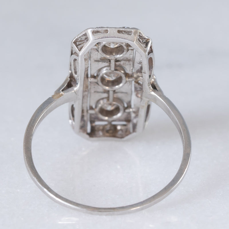 Anello Art Déco in oro bianco 14K e platino con diamanti (0.50ctw ca.), anni ‘30