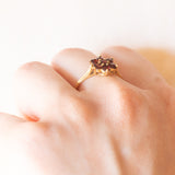 Vintage Gänseblümchenring aus 9-karätigem Gelbgold mit Granaten, 1976