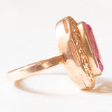 Vintage-Ring aus 14-karätigem Gelbgold mit synthetischem rosa Saphir (ca. 1.60 ct), 70er Jahre