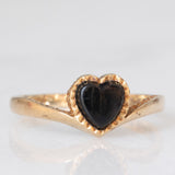 Anello vintage in oro giallo 9K con onice di taglio a cuore, anno 1989