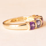 Vintage-Ring aus 9-karätigem Gelbgold mit Amethysten, Turmalin und Iolithen, 2005