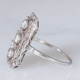Anello Art Déco in oro bianco 14K e platino con diamanti (0.50ctw ca.), anni ‘30