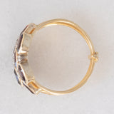 Anello harem in oro giallo 18K con granati (1.50ctw ca.) e pietre bianche, anni ‘60/‘70