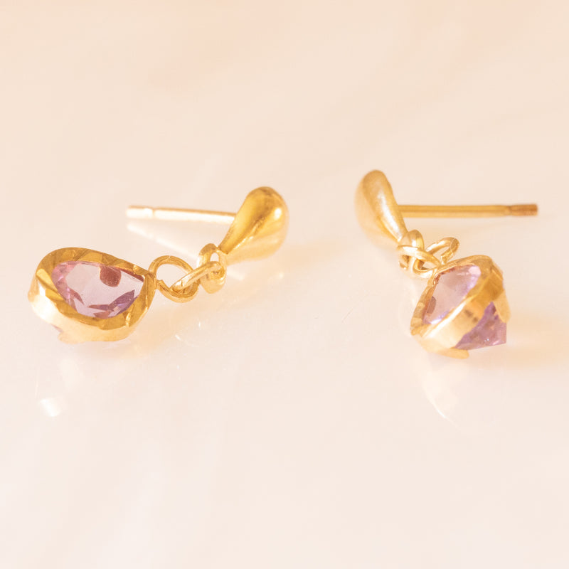 Orecchini In Oro Giallo 18 Kt 750/1000 Pendenti A Catena Con Cuore Finale Da Donna