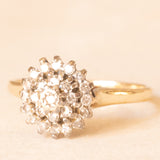 Vintage-Blumenring aus 9-karätigem Gelb- und Weißgold mit Diamanten (ca. 0.25 ctw), 1986