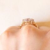 Anello vintage in stile vittoriano in oro giallo e bianco 9K con ametiste (0.60ctw ca.) e diamanti