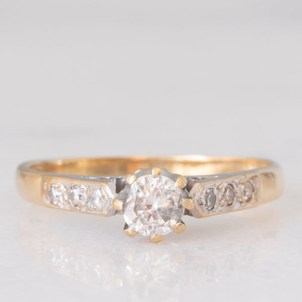 Solitario vintage in oro giallo 9K con diamanti (0.30ctw ca.), anno 1988