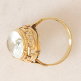 Anello da cocktail vintage in oro giallo 14K con acquamarina (5ct ca.), anni ‘60