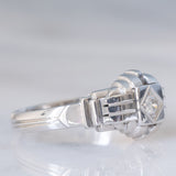 Solitario Art Déco in oro bianco 18K con diamante (0.10ct ca.), anni ‘30