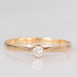 Solitario vintage in oro giallo 9K con diamante di taglio brillante (0.10ct ca.), anno 1982
