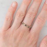 Mezzo eternity vintage in oro giallo 9K con zaffiri (0.40ctw ca.) e diamanti (0.04ctw ca.), anno 1986