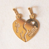 Винтажный кулон в форме сердца с возможностью разлома, желтое золото 18 карат