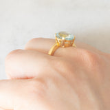 Anello da cocktail vintage in oro giallo 18K con acquamarina (3.50ct ca.), anni ‘60