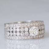 Bague vintage en or blanc 14 carats avec diamants taille brillant (environ 1.38 ct), années 80