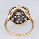 Anello antico in oro giallo 18K e argento con diamanti di taglio rosetta (1ctw ca.), primi del ‘900