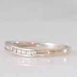 Bague vintage en or blanc 9 carats avec diamants taille brillant (environ 0.12 ct), années 90