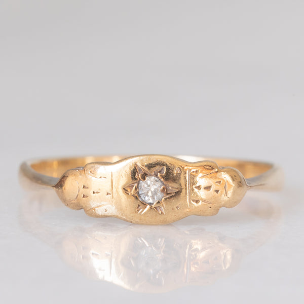 Solitario antico in oro giallo 9K con diamante, anni ‘10