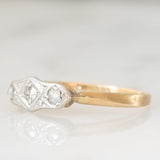 Trilogie Art Déco en or jaune et blanc 9 carats avec diamants taille ancienne (environ 0.09 ct), années 20/30