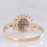 Anello a fiore vintage in oro giallo 9K con diamanti (0.18ctw ca.), anni ‘80