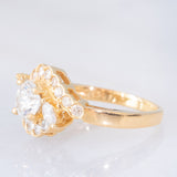 Anello a fiore vintage in oro giallo 18K con diamanti (0.92ctw), anni ‘80