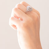 Vintage-Schneeflockenring aus 14-karätigem Weißgold mit Diamanten (insgesamt 1 Karat), 70er Jahre