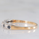 Veretta vintage in oro giallo 9K con zaffiri (0.20ctw ca.) e diamanti