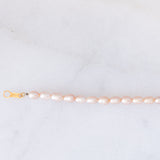 Collana vintage con perle rosa e con chiusura in oro giallo 18K,anni ‘90