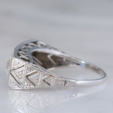 Trilogy Art Déco in oro bianco 18K con diamanti di taglio vecchio (1.60ctw ca.), anni ‘30/‘40