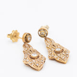 Orecchini vintage in stile Art Déco in oro giallo 18K con diamanti (0.70ctw ca.), anni ‘70/‘80