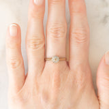 Anello a fiore vintage in oro giallo 9K con diamanti (0.10ctw ca.), anni ‘70/‘80