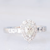 Anello a margherita a goccia in platino con diamanti (1.12ctw), anni ‘90