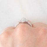Anello a fiore vintage in platino con diamanti (1.26ctw), anni ‘80