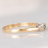 Trilogy vintage in oro giallo 9K con smeraldo (0.05ct ca.) e diamanti di taglio brillante (0.08ctw ca.), anno 1987