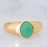 Anello a fascia vintage in oro giallo 9K con crisoprasio, anni ‘80