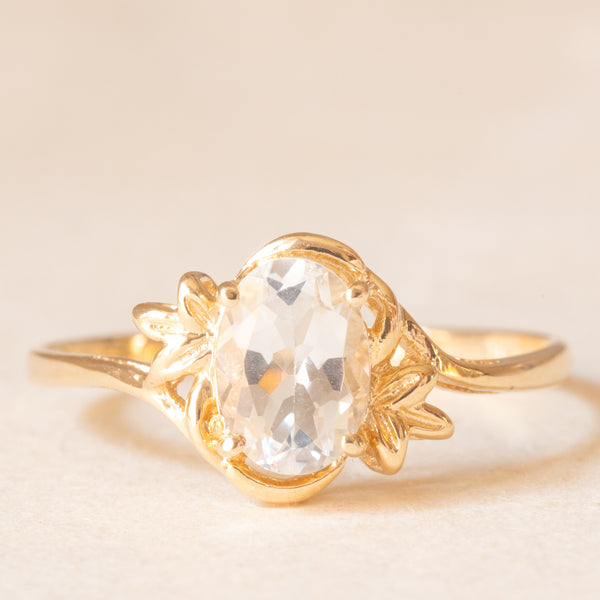 Anello vintage in oro giallo 10K con acquamarina (0.65ct ca.)