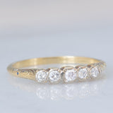 Veretta antica in oro giallo 14K e platino con diamanti di taglio vecchia Europa (0.20ctw ca.), anni ‘20