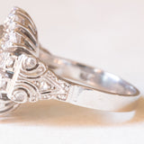 Vintage-Gänseblümchen-Ring aus 18 Karat Weißgold mit hellblauem Zirkon (ca. 4.50 ct) und Diamanten (ca. 0.84 ctw)