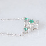 Collana vintage in platino con smeraldi e diamanti di taglio brillante (0.19ctw), anni ‘70/‘80