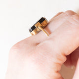 Vintage-Onyx-Ring aus 14-karätigem Gelbgold, 60er Jahre