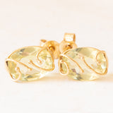 Orecchini vintage in oro giallo 9K con peridoti verdi (3ctw ca.), anni ‘80