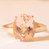 Anello in oro giallo 9K con morganite (4ct ca.), anni ‘80