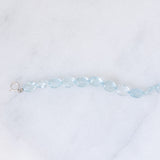 Collana vintage con acquamarina e con chiusura in oro bianco 18K, anni ‘80